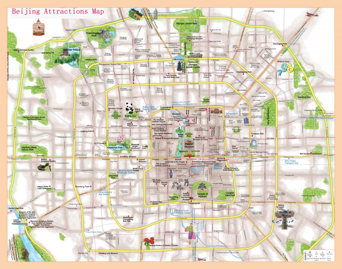 بكين (بكين) خريطة المعالم السياحية