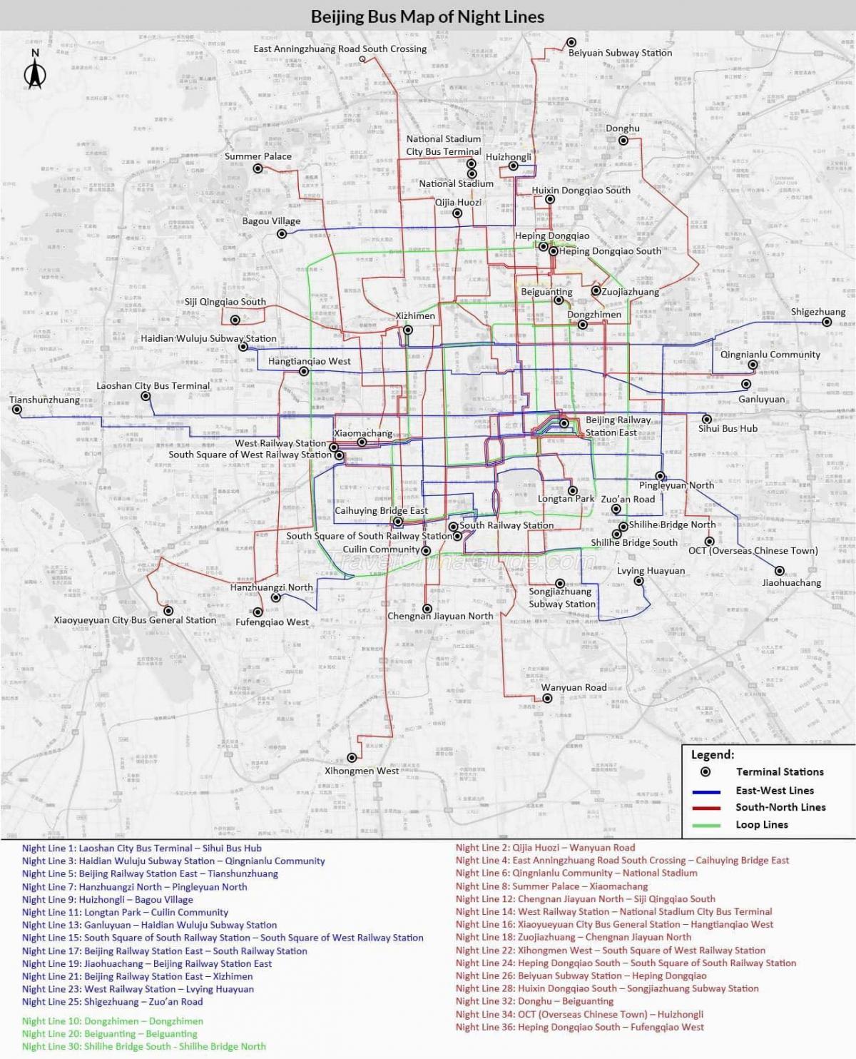 بكين (بكين) خريطة محطة الحافلات