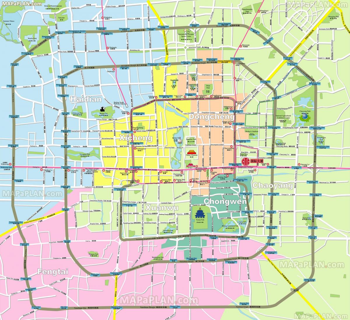 بكين (بكين) خريطة الأحياء