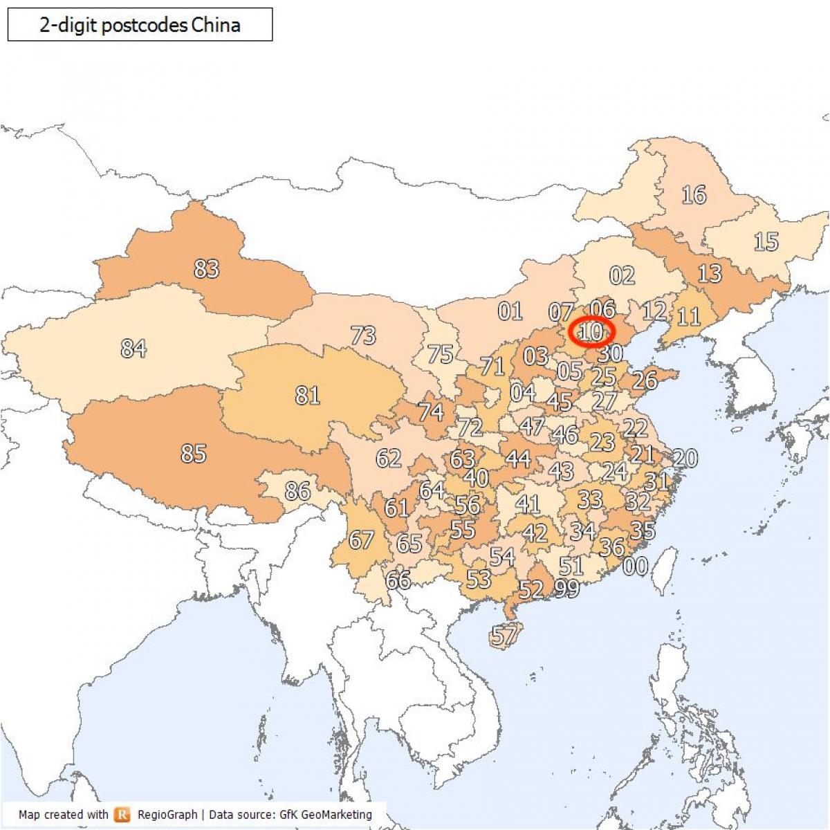 بكين (بكين) خريطة الرموز البريدية