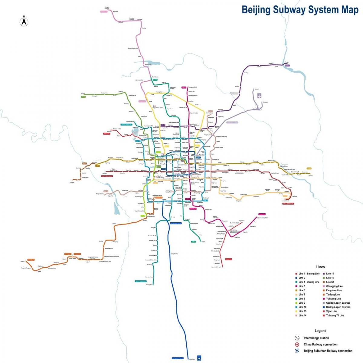 بكين (بكين) خريطة محطة مترو الأنفاق