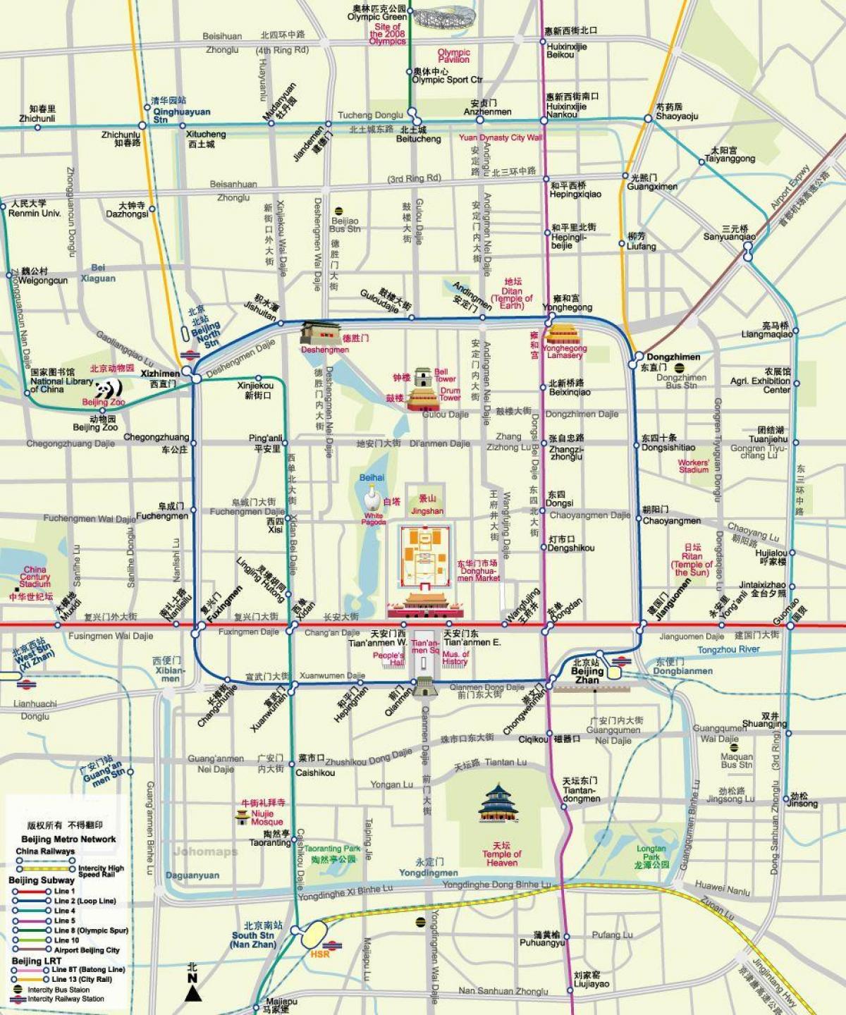 بكين (بكين) خريطة جولات المشي